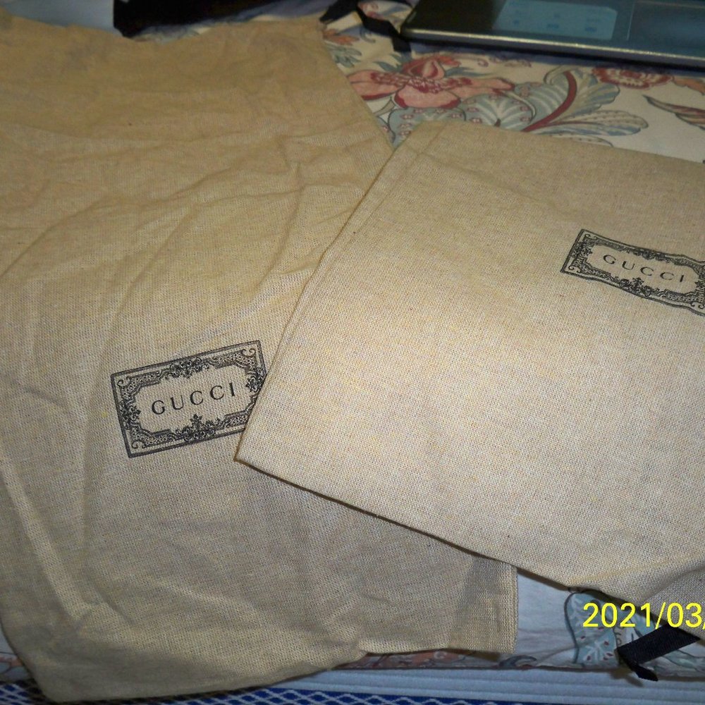 Pair of 2 Gucci Cotton Tan Dust bags / shoe covers